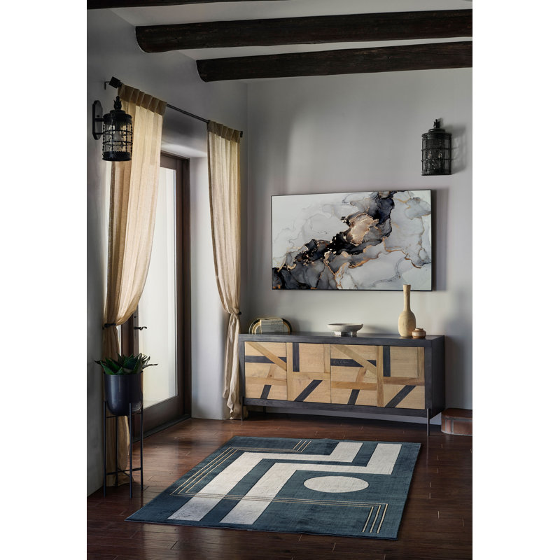Tapis bleu Goudy, Rectangle 5 pi 1 po x 7 pi 7 po
