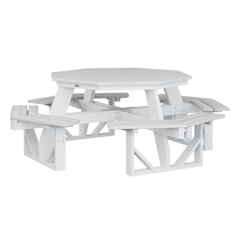 Table de pique-nique Ada  , Coquillage / Blanc, H 29 po x L 85 po x l 85 po