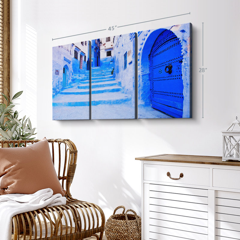 Architecture «Chefchaouen Blue City Wall Art» sur toile, H 28 po x l 45 po x P 1,25 po