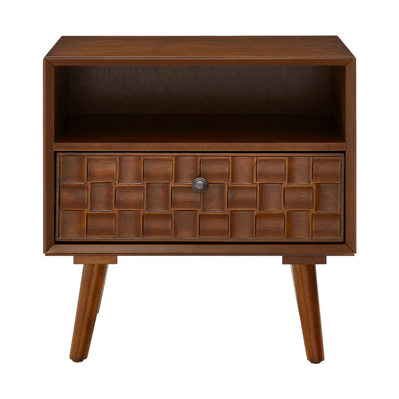 Table de chevet Tessellate Mid-Century Modern, Walnut