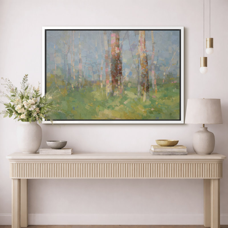 «Soft Soft Abstract Forest Landscape», chambre à coucher, impression sur toile, impression sur toile encadrée