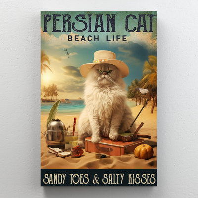 Vie de plage de chat persan