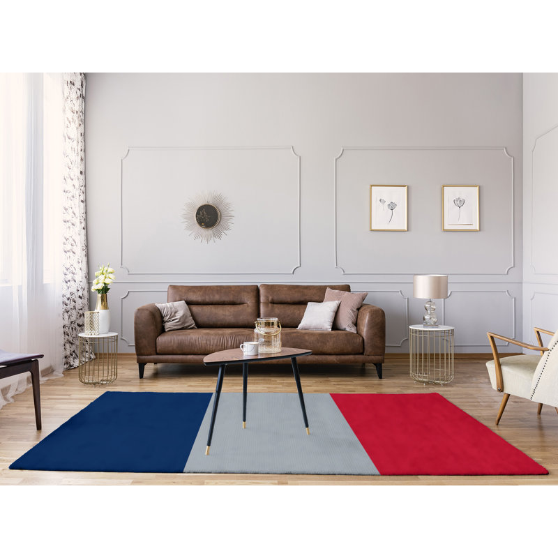 Tapis bleu à rayures de hockey national, Rectangle 8 pi x 10 pi