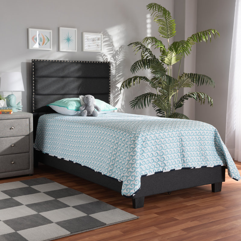 Etalo Upholstered Standard Bed, Dark Gray, Twin