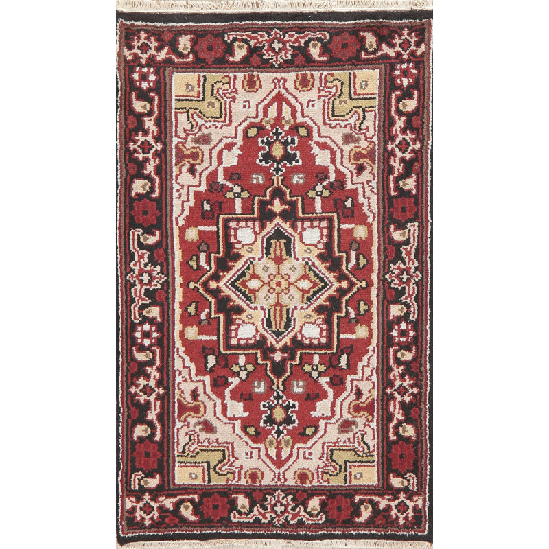 Tapis traditionnel indien en laine à motif géométrique 3 x 5