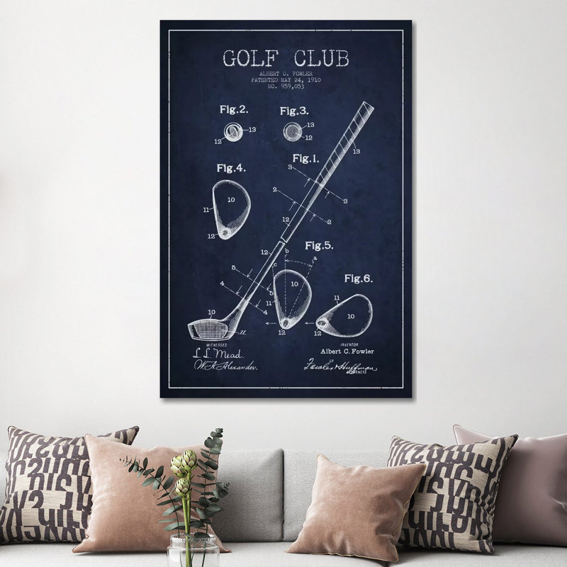 Giclée sur toile bleu marine Golf Club, H 60 po x l 40 po