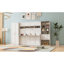Lit escamotable double pleine grandeur avec placard, tiroirs et tablettes, blanc-443331662-443331663