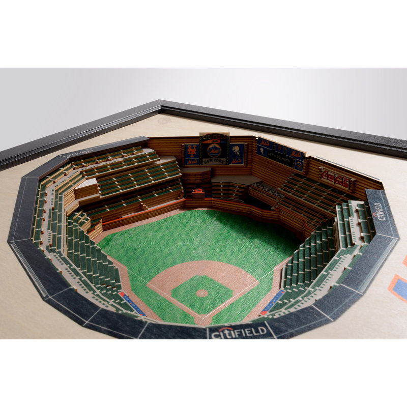 New York Mets 3D Stadium Timber Wall Art with Dark Frame