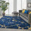 Tapis bleu marine / jaune touffeté à la main Lavonne-1849341256