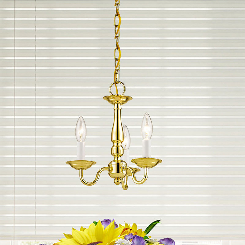 Lustre classique / traditionnel à 5 lumières de style bougie Benedetto, Laiton poli