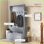Arbre d'entrée avec banc de rangement, organisateur de hall d'entrée 3 en 1 4 crochets et amp; Rangement pour chaussures, 38 po gris | Portemanteaux | gris-466493777