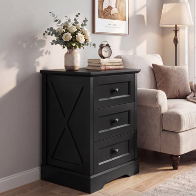 Farmhouse 3 Drawer Bedroom Dresser, Wood Tall Chest of Drawers, Closet Storage for Bedroom