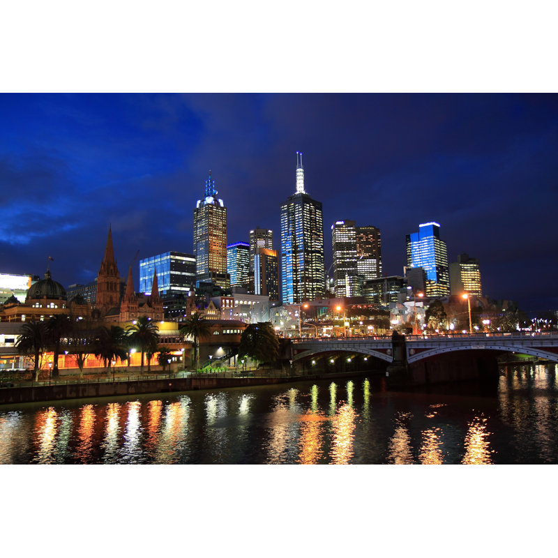Magavi Melbourne Night Skyline by TkKurikawa - Wrapped Canvas Print, 30cm H x 46cm W x 3.8cm D