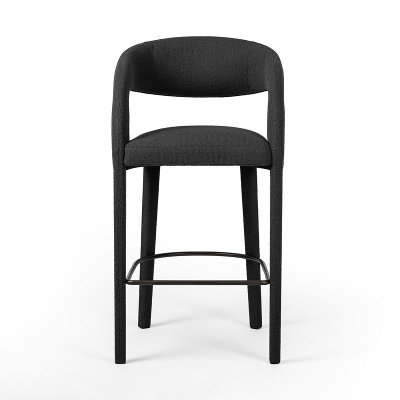 Hawkins Stool, Fiqa Charcoal Boucle/Polyester, Counter Stool (26.57" Seat Height)