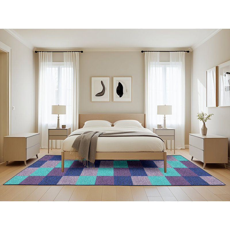 Tapis mauve / bleu Antor, Rectangle 5 pi x 8 pi