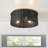 3-lamp black rattan woven round adjustable iron ceiling light