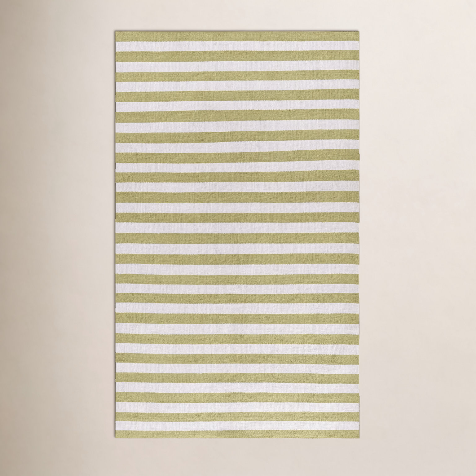 Rockaway Green Hand-Woven Striped Outdoor Rug, 2' X 3'