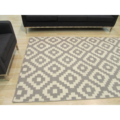 Tapis gris en laine fabriqué à la main Ava Quinn