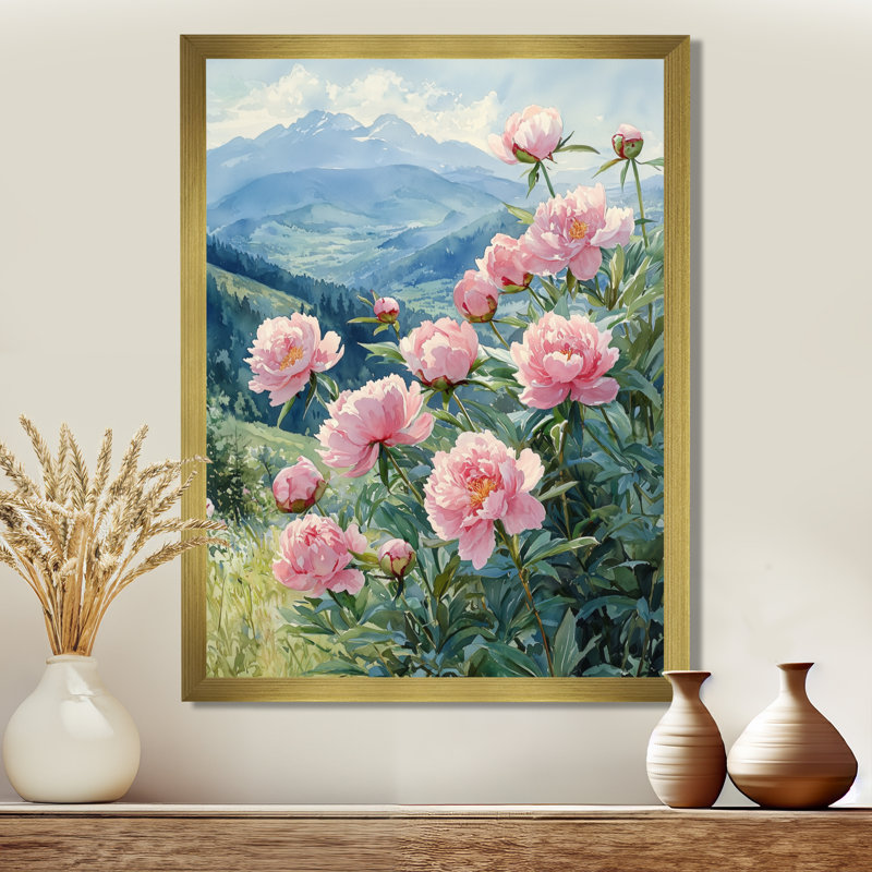 Barras - Floral Canvas Prints, H 32 po x l 24 po, Reproduction encadrée d'une seule photo, Doré