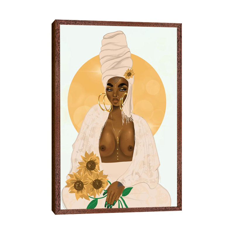 Sun by Zola Arts - Print on Canvas, 66.04 cm H x 45.72 cm W, Classic Brown Wood Framed