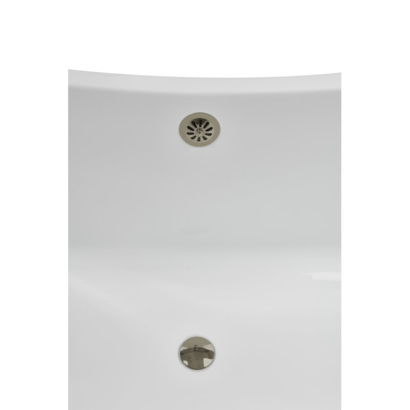 59" Streamline Clawfoot Tub,Tray,Drain, Clawfeet, Polished Chrome, Brushed Nickel