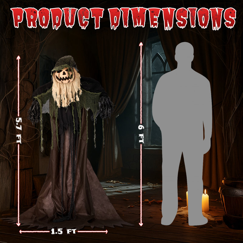 Décorations d'Halloween de 5,7 pi avec un visage de citrouille