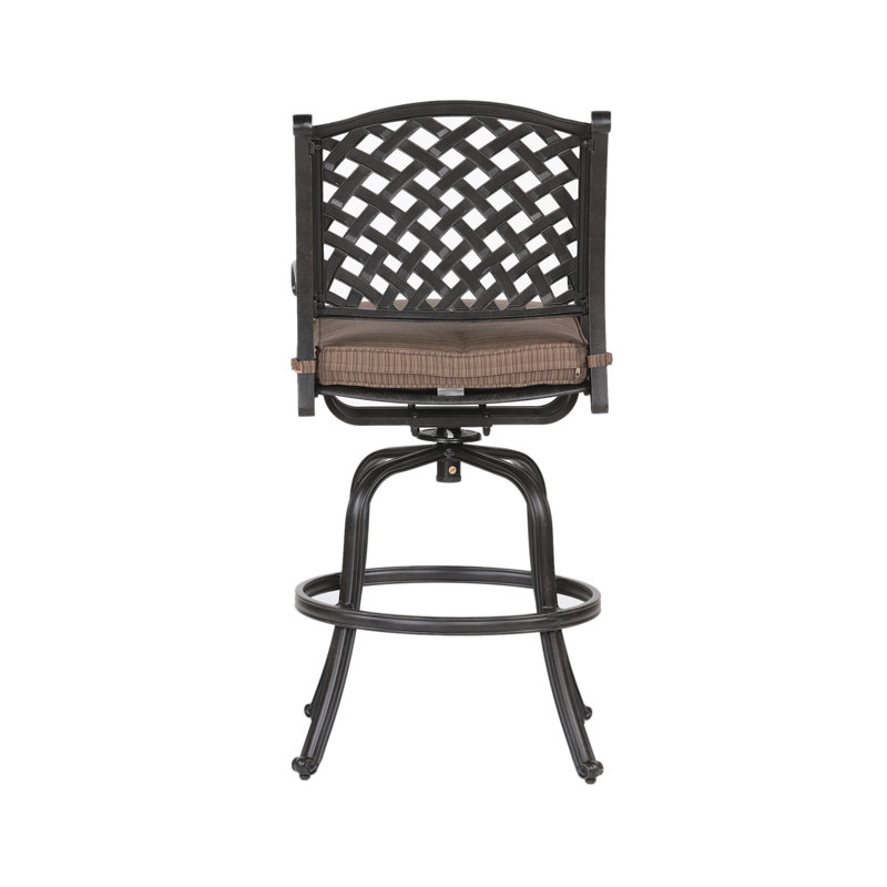 Tabouret de comptoir en fonte d'aluminium avec coussin, Brun