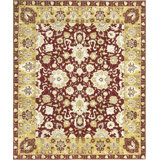 Hand-Knotted High-Quality Red and Green Area Rug