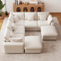 Canapé d'angle modulaire Cloud 5 places en chenille moderne de 107 pouces avec deux poufs de rangement