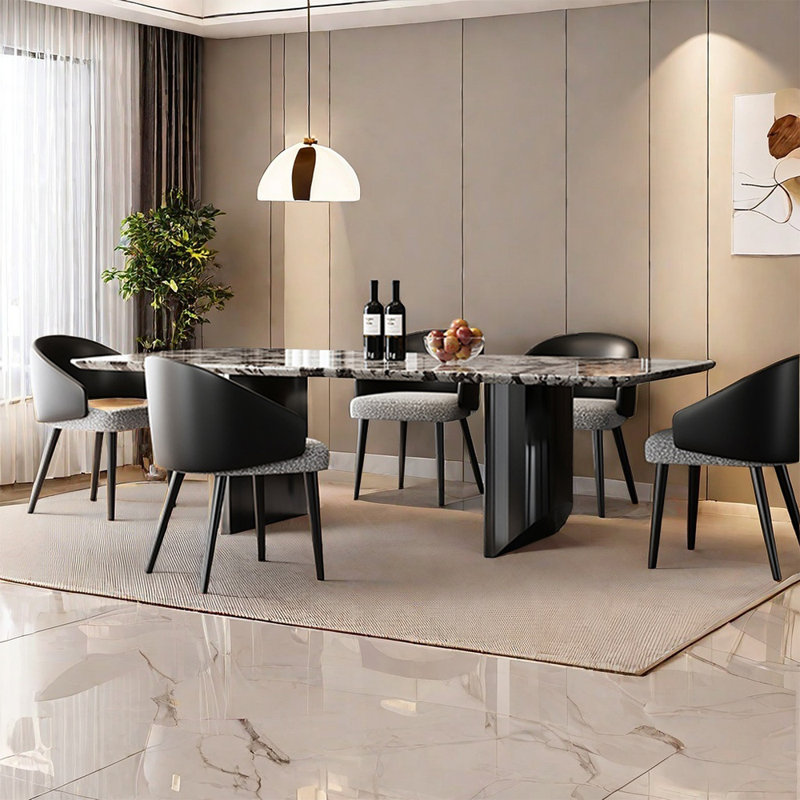 Table de salle à manger moderne et simple en marbre de luxe, H 29,52 po x L 62,99 po x l 31,49 po