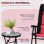 Mobilier de patio extérieur, rouge - 2 chaises berçantes pliantes et table en verre compacte pour balcon, véranda portative