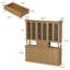 Meuble de rangement traditionnel en bois clair avec portes vitrées, tiroirs, étagères réglables, colonnes romaines en bois massif et poignées dorées.