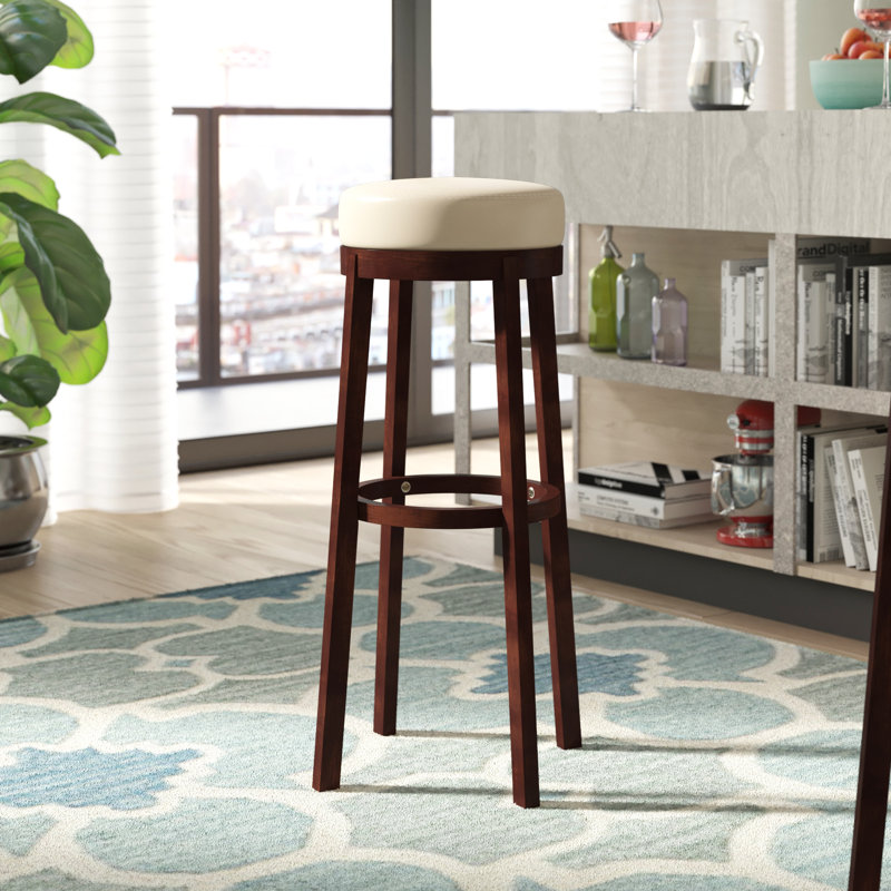 Tabouret de bar et de comptoir pivotant Attis, Crème, Tabouret de bar (assise de 30 po de hauteur)