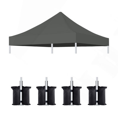 10' x 10' Pop Up Canopy Replacement Top Cover with 4 Weight Bags (Frame Not Included), Gray