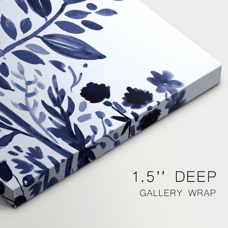 Indigo Song I - Toile tendue avec châssis sur mesure - 3 pièces, H 12 po x l 24 po