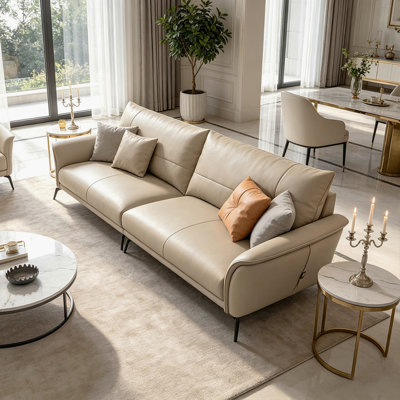 Canapé modulaire en cuir véritable kaki