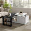 Table basse à plateau relevable Farmhouse avec portes de grange, grand espace de rangement caché, supports latéraux et tablettes ouvertes-2147394119