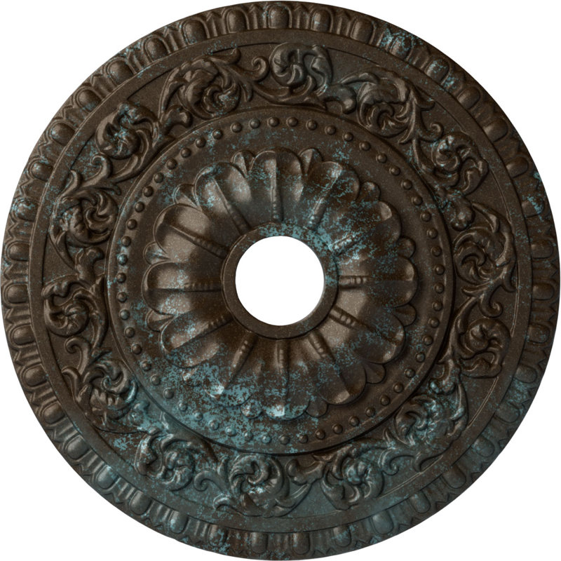 Médaillon de plafond 23 1/2 "x 3 1/2" x P 2 1/8 "(convient aux auvents jusqu'à 3 1/2"), Patine bleue bronze