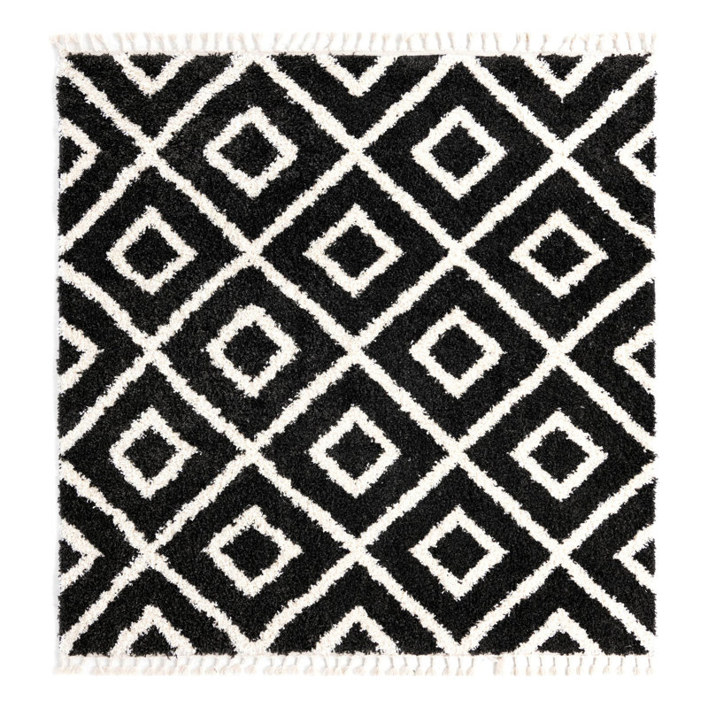 Tapis gris à motif géométrique Mitzy, Carré 7 pi 10 po