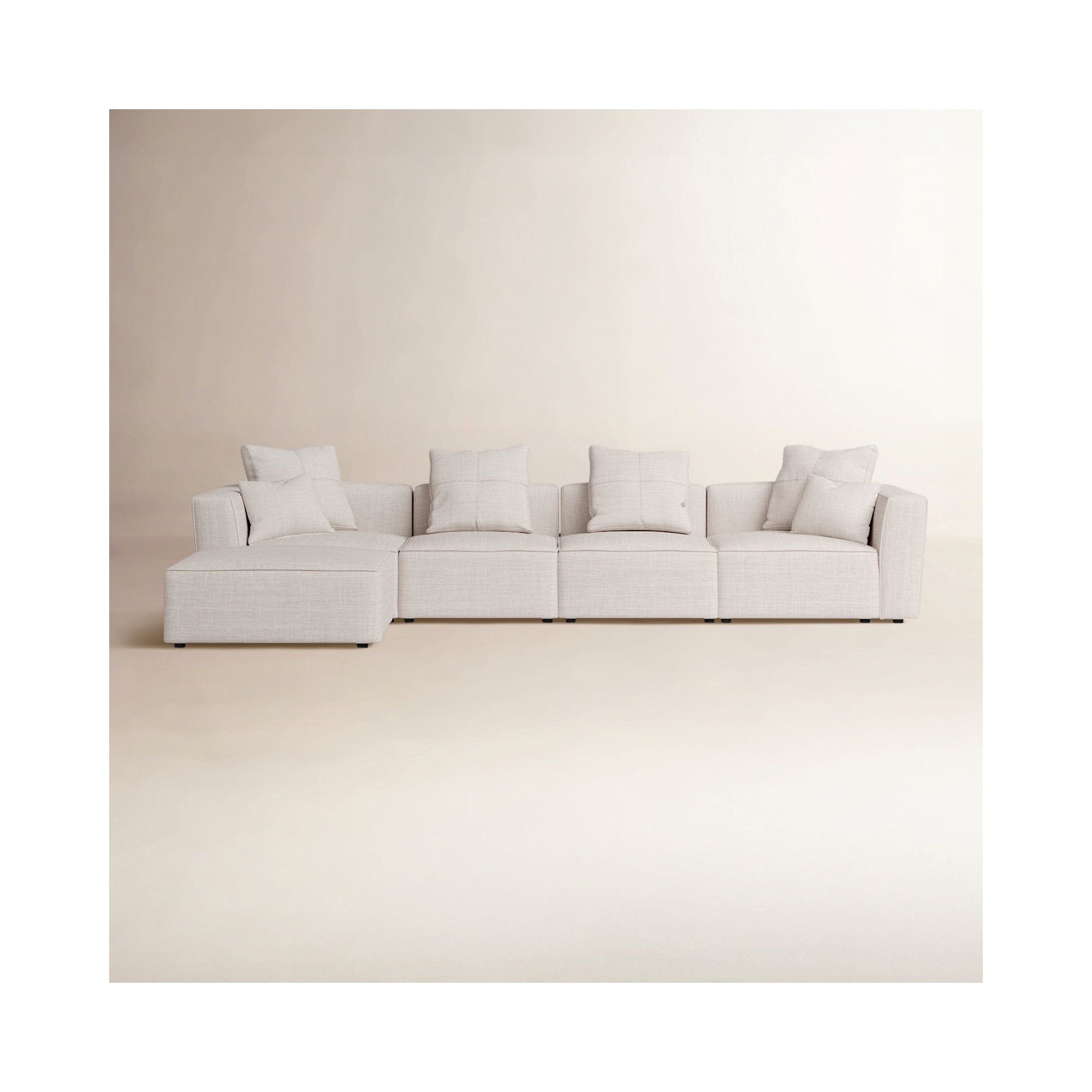 Del Modular Upholstered Reversible L-Sectional, Bella White Polyester