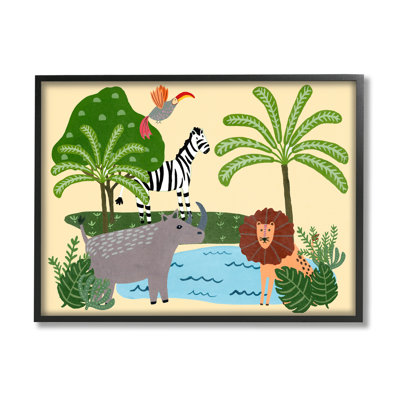 «Whimiscal Wild Animals Botanical Wildlife Collage» par Regina Moore - impression