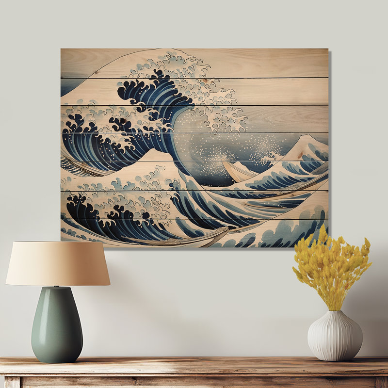 Chef-d'œuvre de la grande vague de Kanagawa IV sur bois, H 10 po x l 20 po x P 0,78 po