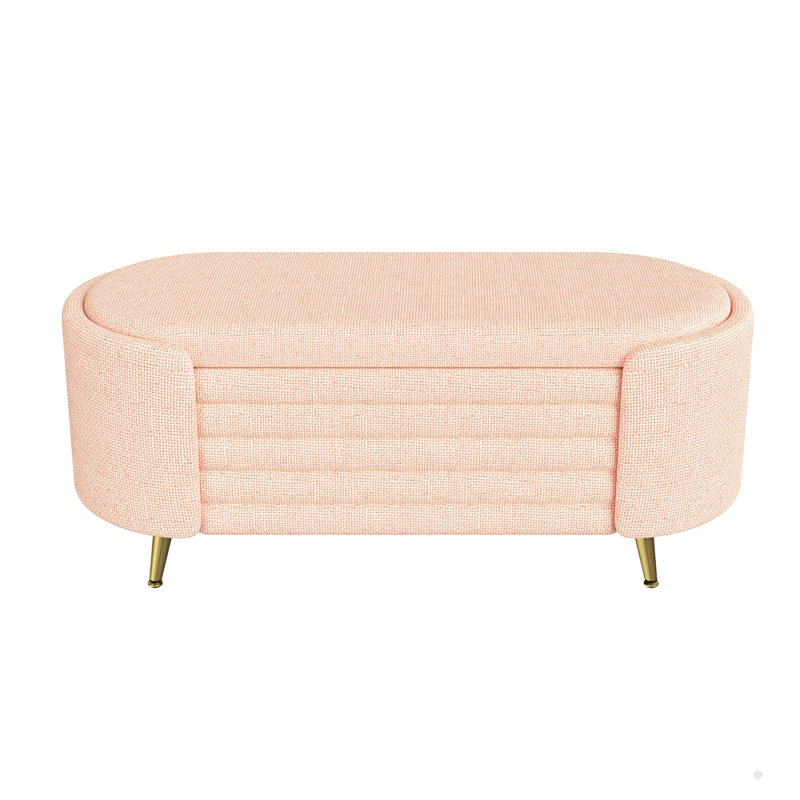44.9-inch Upholstered Storage Bench End of Bed Bench Entryway Shoe Bench, Pink