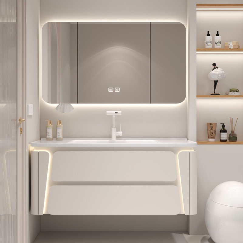 Modern simple bathroom cabinet, Off-White