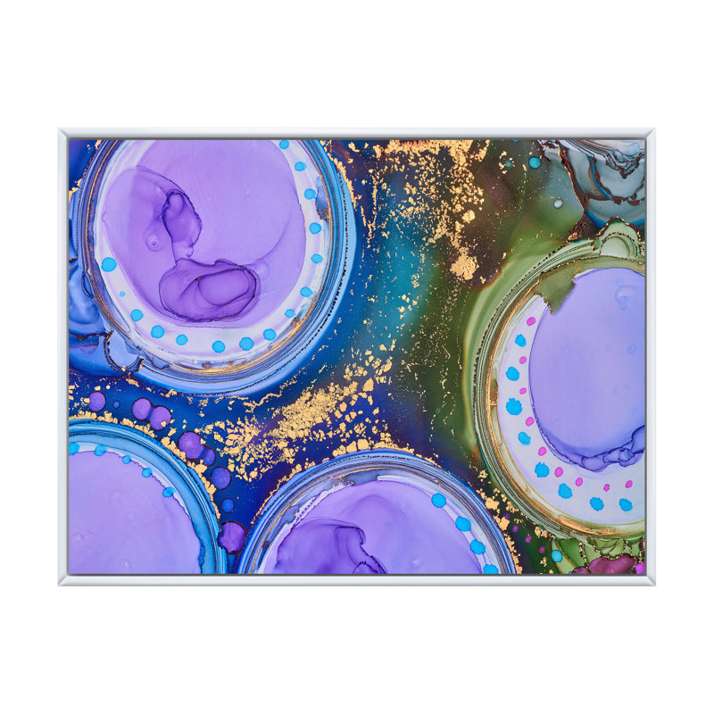 «Blue Luxury Abstract Fluid XXI», peinture sur toile, H 24 po x l 32 po, Cadre flottant blanc