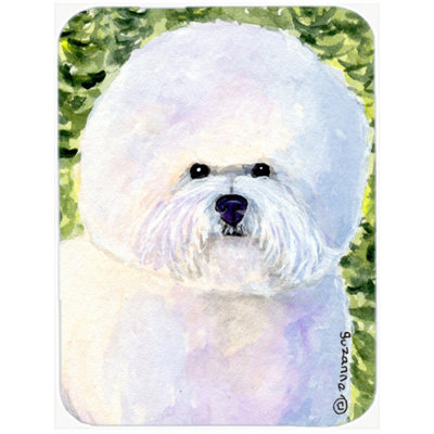 Winston Porter White Bichon Frise Glass Cutting Board