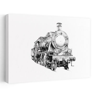«Classic Steam Locomotive Classic Industrial Retro Architecture», reproduction d'art mural
