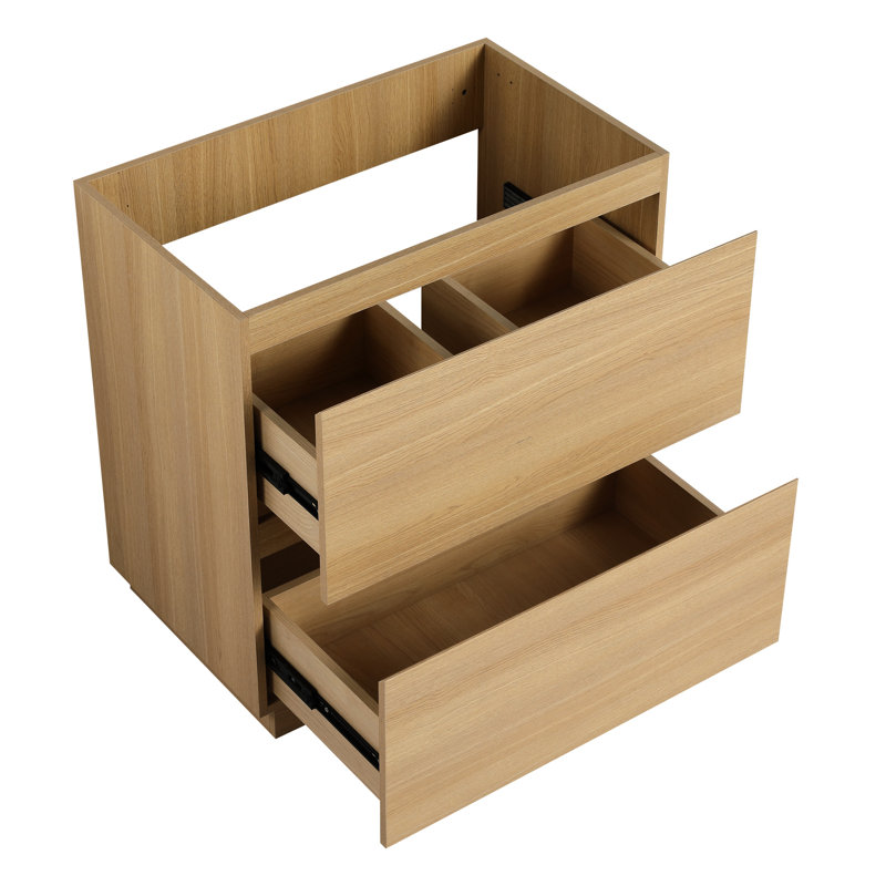 Meuble-lavabo de salle de bain 30 po - Armoire moderne à deux tiroirs pour salle de bain, meuble-lavabo autoportant en bois d'ingénierie en chêne, avec 2 tiroirs, style, bois, apparence envoûtante