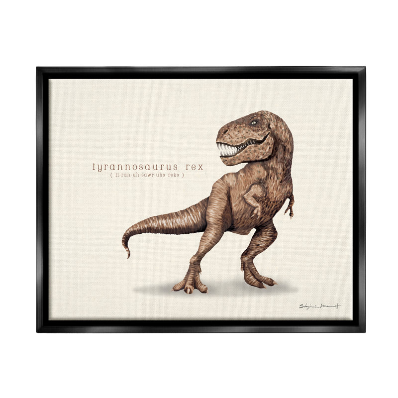Éducatif, dinosaure T-Rex par Sally Swatland - impression, H 25 po x l 31 po x P 1,7 po, Cadre flottant noir de jais