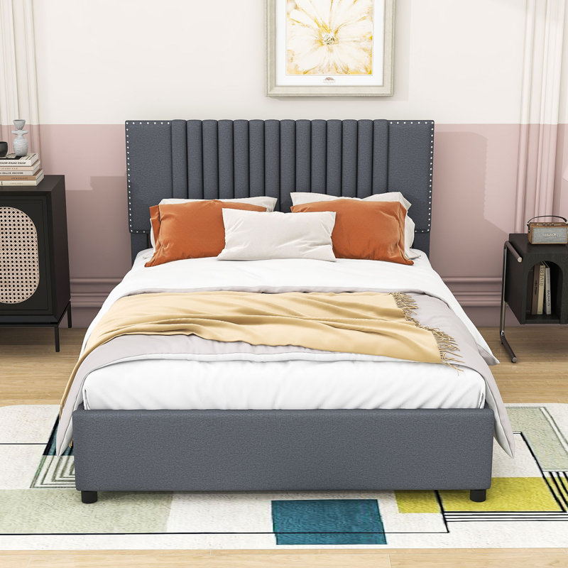 Vanderhoof Upholstered Platform Storage Bed with Drawers and Trundle, Full / Double, Gray